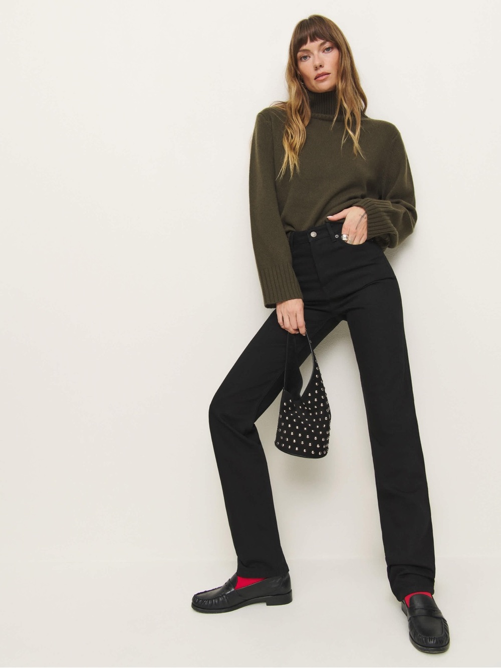 🖤 Reformation Cynthia High Rise Straight Long Jeans – Black – Size 27 🖤